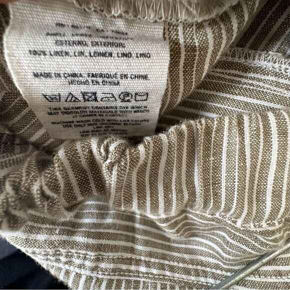 ANTHROPOLOGIE Linen Pants Women Medium Stripe Pullon Lagenlook Pocket Coastal - Picture 8 of 8